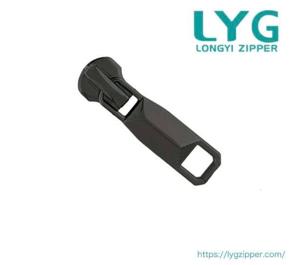 High quality black metal zipper slider with fancy pull manufactured by LYG ZIPPER