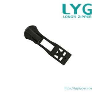 High quality black plastic zipper slider with fancy pull manufactured by LYG ZIPPER