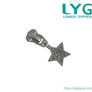 High quality durable plastic zipper slider with fancy star shape pull manufactured by LYG ZIPPER