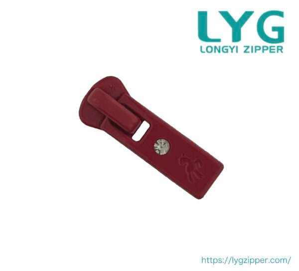 High quality durable red plastic zipper slider with fancy pull manufactured by LYG ZIPPER