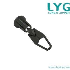 High quality extra-lightweight black metal zipper slider with fancy pull manufactured by LYG ZIPPER