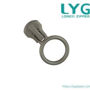 High quality extra-lightweight silver metal zipper slider with circle pull manufactured by LYG ZIPPER