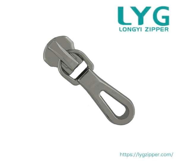 High quality extra-lightweight silver metal zipper slider with fancy pull manufactured by LYG ZIPPER