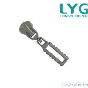 High quality fashion silver metal zipper slider with specially designed pull manufactured by LYG ZIPPER