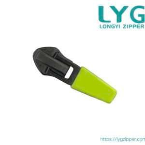 High quality nylon coil zipper slider with green custom pull manufactured by LYG ZIPPER