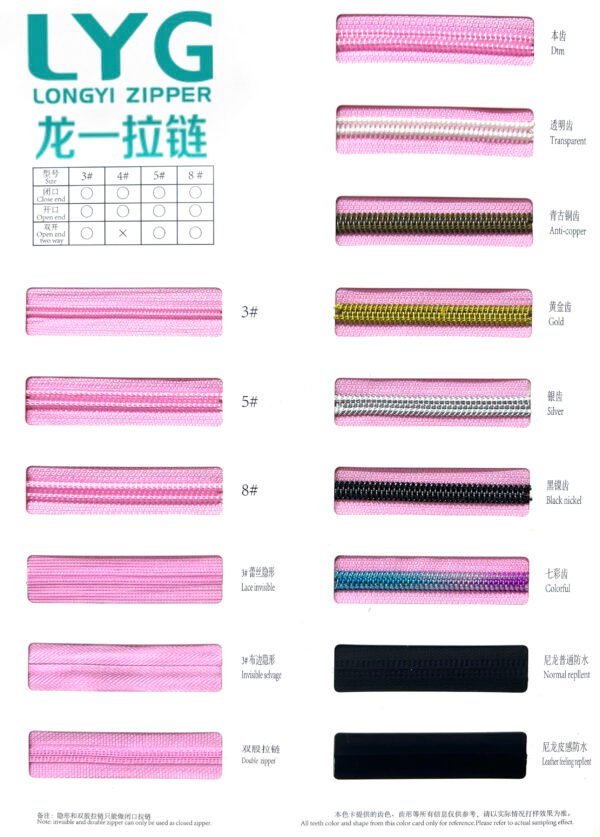 High Quality Colorful Nylon Coil Zipper manufactured by LYG ZIPPER