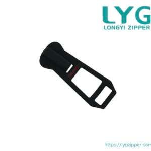 High quality plastic black zipper slider with unique custom pull manufactured by LYG ZIPPER