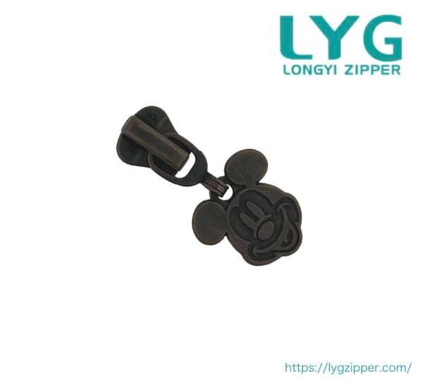 High quality plastic zipper slider with mickey mouse pull manufactured by LYG ZIPPER