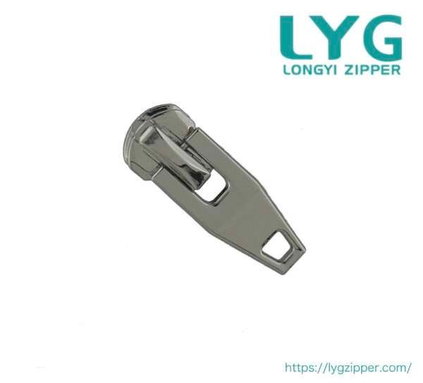 High quality specially designed metal zipper slider with unique custom pull manufactured by LYG ZIPPER