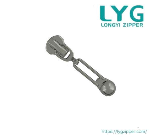 High quality specially designed silver metal zipper slider manufactured by LYG ZIPPER