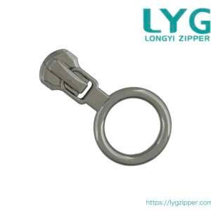 High quality stylish metal zipper slider with fancy circle pull manufactured by LYG ZIPPER