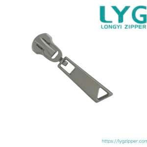 High quality versatile silver metal zipper slider with fancy pull manufactured by LYG ZIPPER