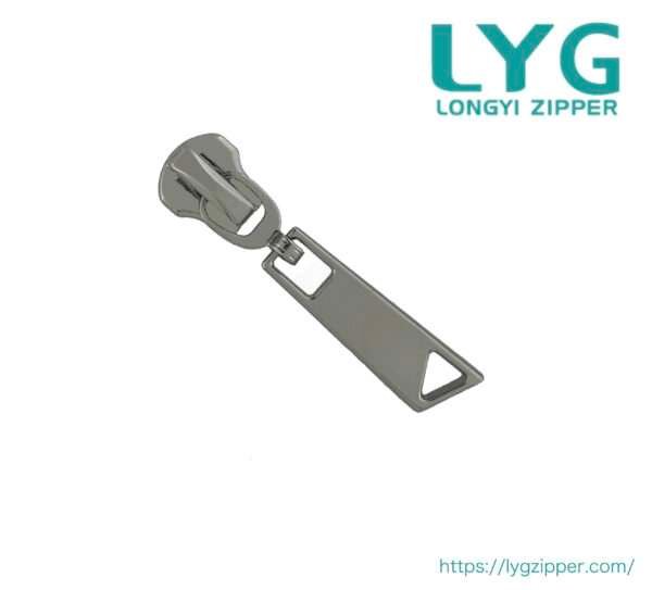 High quality versatile silver metal zipper slider with fancy pull manufactured by LYG ZIPPER